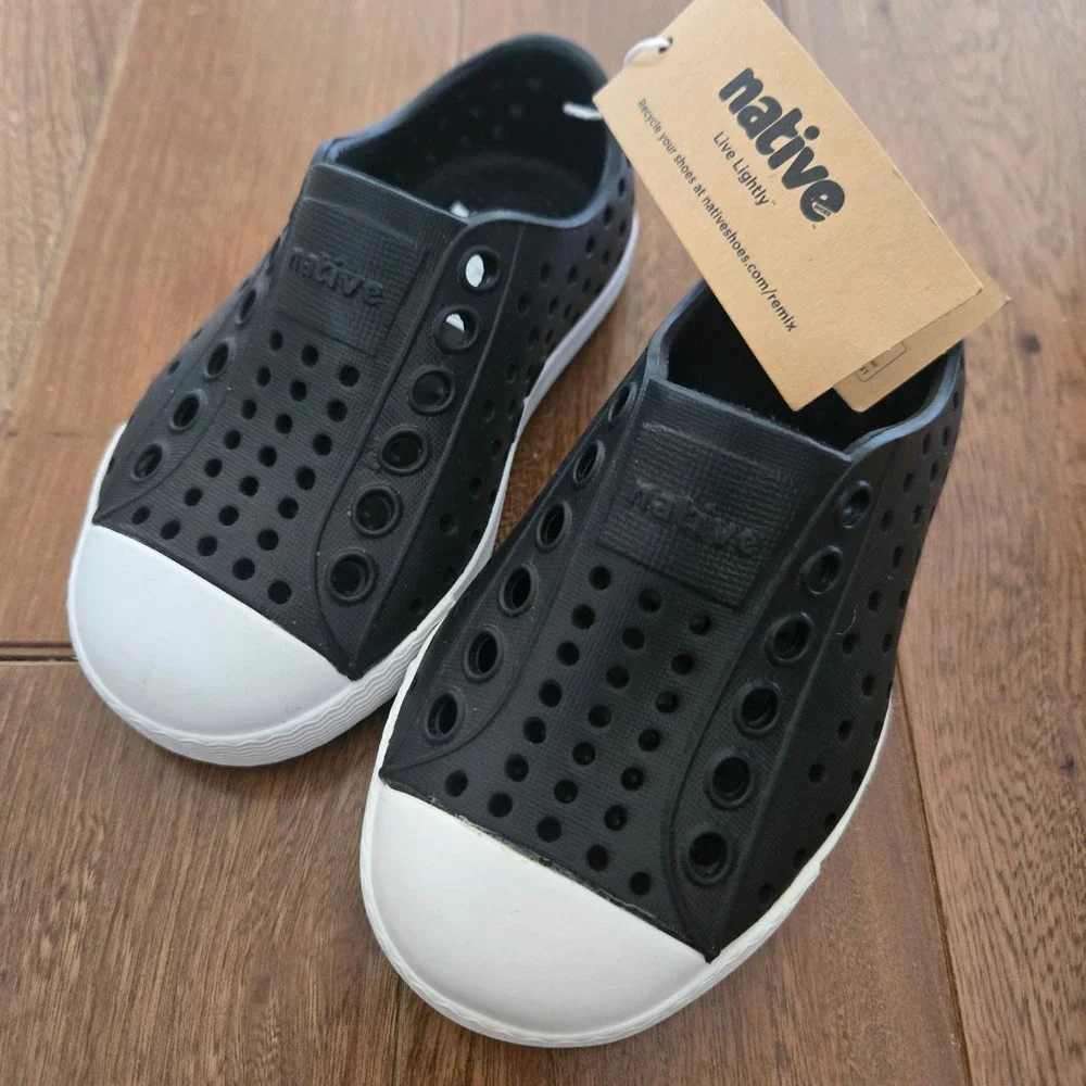 Native Jefferson Toddler Shoes Jiffy Black Shell White US 5 New Unisex
